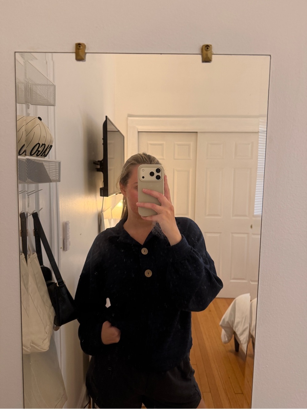 Blu Pepper Navy Button-Detail V-Neck Sweater